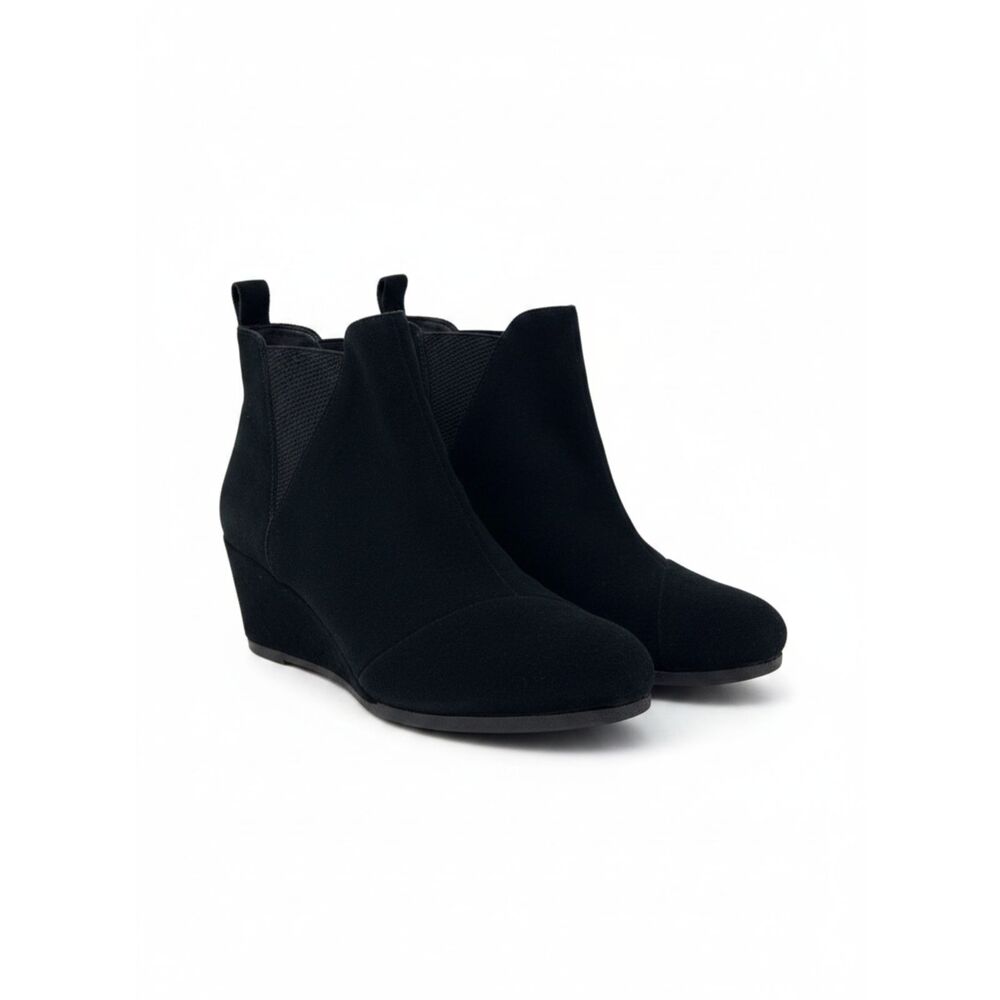 Toms boots Kelsey Wedge Bootie Size 10 Black Leather suede womens